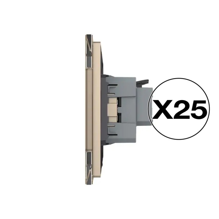 Pack of 25 complete earthed Schuko sockets - Type F