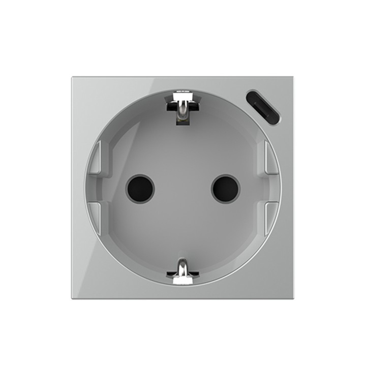 Prise avec terre Schuko et chargeur USB C - type F