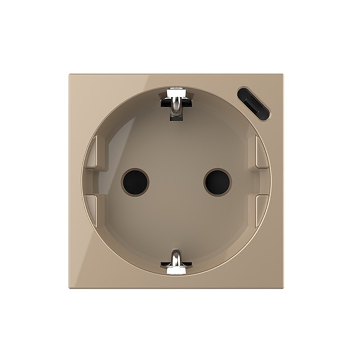 Prise avec terre Schuko et chargeur USB C - type F