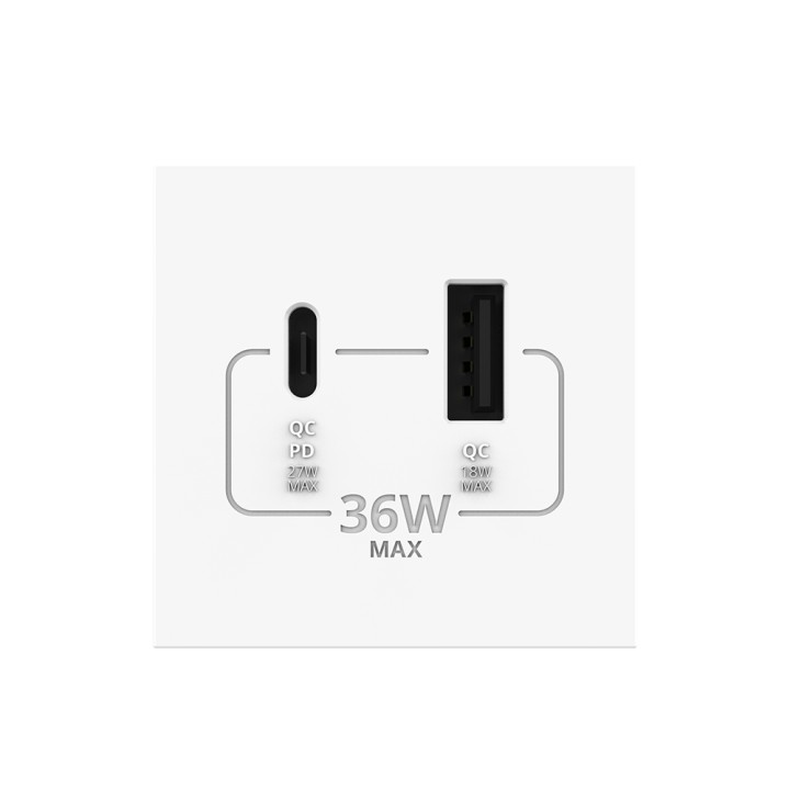 USB A+C charger socket - 36W fast charge