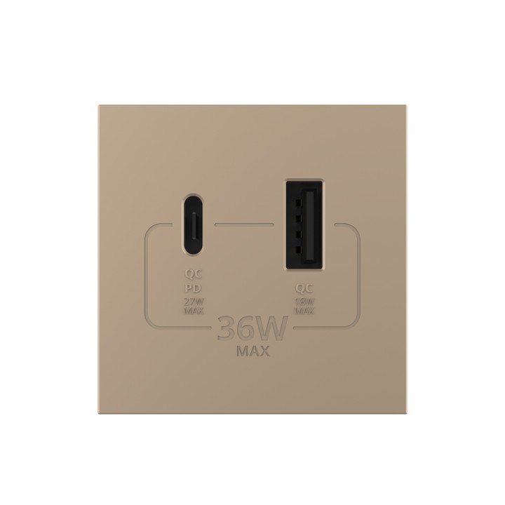 USB A+C charger socket - 36W fast charge