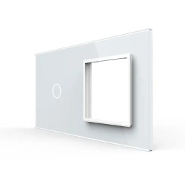 Double plaque de finition en verre - 1 bouton + 1 poste