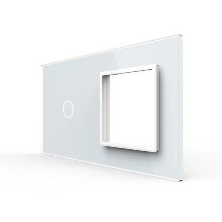 Double plaque de finition en verre - 1 bouton + 1 poste