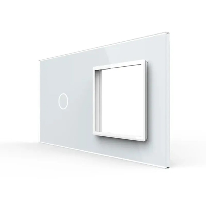 Double glass faceplate - 1 button + 1 gang