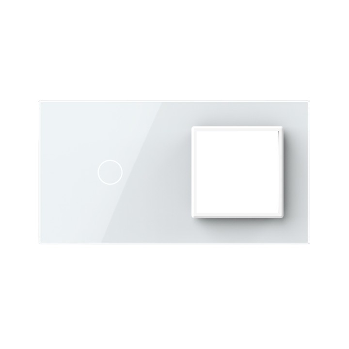 Double plaque de finition en verre - 1 bouton + 1 poste