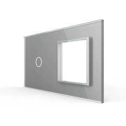 Double plaque de finition en verre - 1 bouton + 1 poste