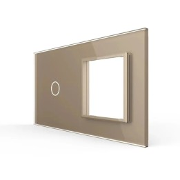 Double plaque de finition en verre - 1 bouton + 1 poste