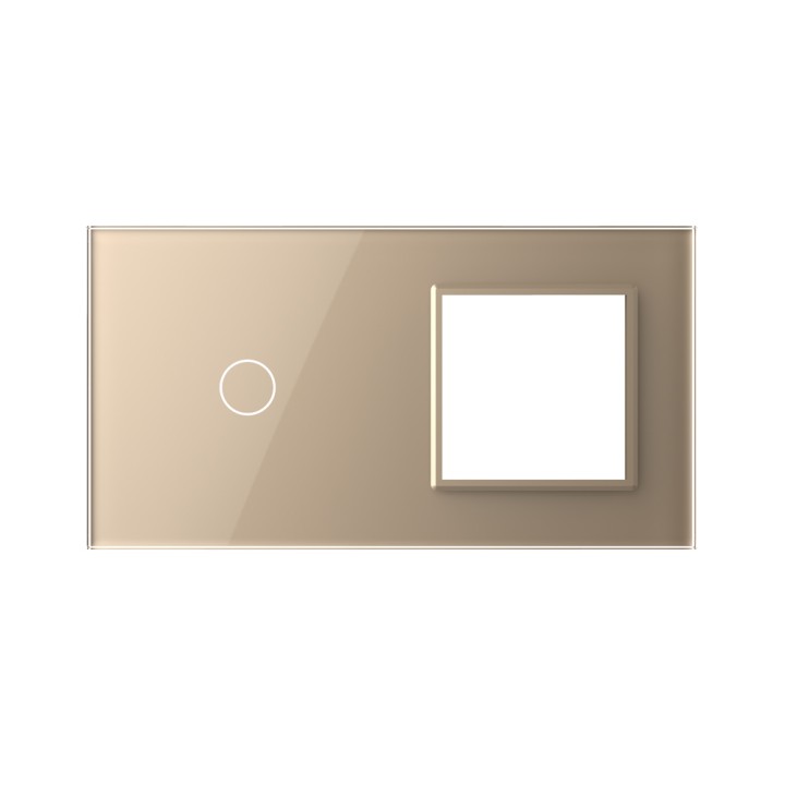 Double plaque de finition en verre - 1 bouton + 1 poste
