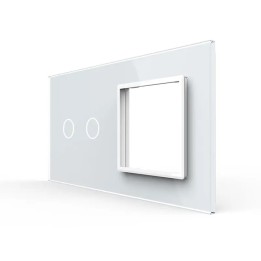 Double plaque de finition en verre - 2 boutons + 1 poste