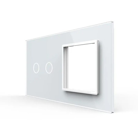 Double plaque de finition en verre - 2 boutons + 1 poste