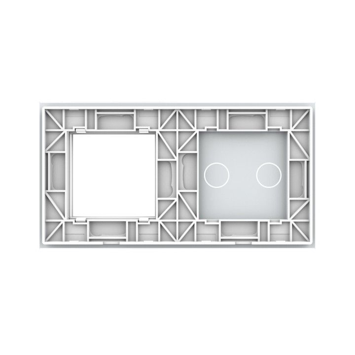 Double plaque de finition en verre - 2 boutons + 1 poste
