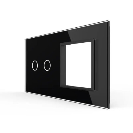 Double plaque de finition en verre - 2 boutons + 1 poste