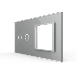 Double plaque de finition en verre - 2 boutons + 1 poste