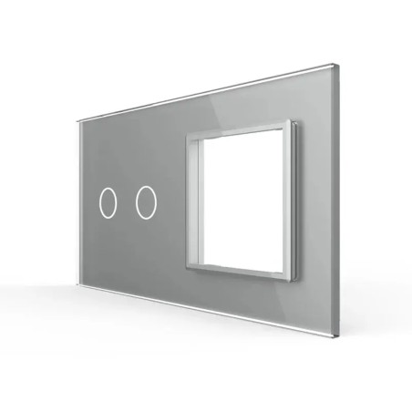 Double glass faceplate - 2 buttons + 1 gang
