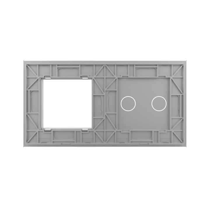 Double plaque de finition en verre - 2 boutons + 1 poste