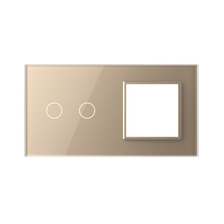 Double plaque de finition en verre - 2 boutons + 1 poste