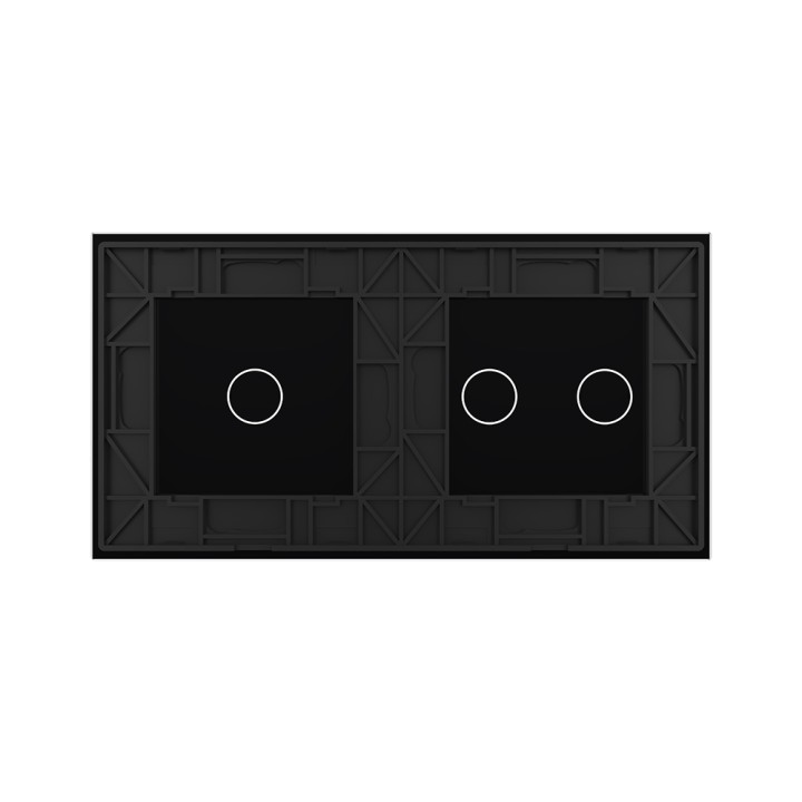 Double glass faceplate - 2+1 buttons