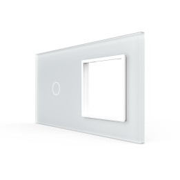 Double plaque de finition en verre - 1 bouton + 1 poste