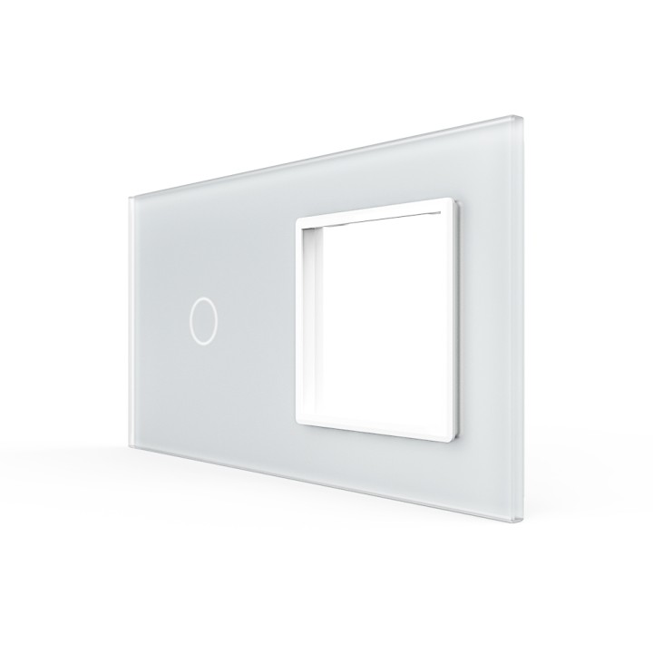 Double glass faceplate - 1 button + 1 gang