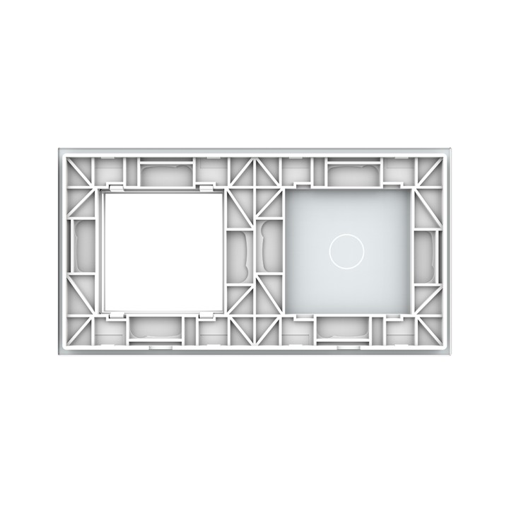 Double plaque de finition en verre - 1 bouton + 1 poste