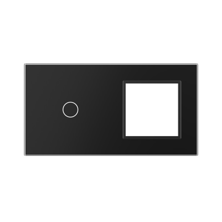 Double glass faceplate - 1 button + 1 gang