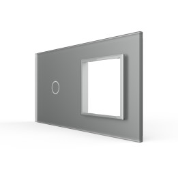 Double plaque de finition en verre - 1 bouton + 1 poste