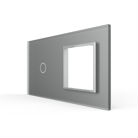 Double plaque de finition en verre - 1 bouton + 1 poste