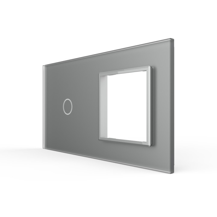 Double glass faceplate - 1 button + 1 gang