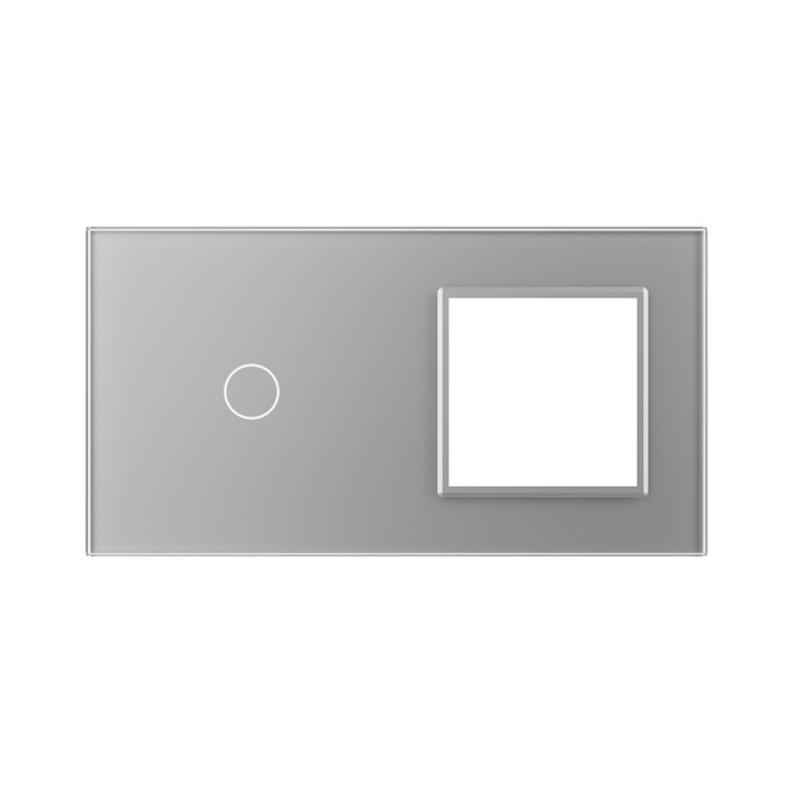 Double plaque de finition en verre - 1 bouton + 1 poste