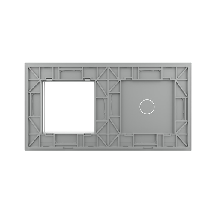 Double plaque de finition en verre - 1 bouton + 1 poste