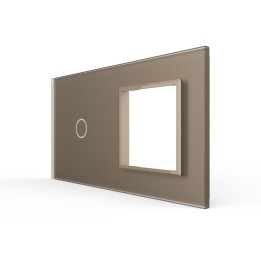 Double plaque de finition en verre - 1 bouton + 1 poste