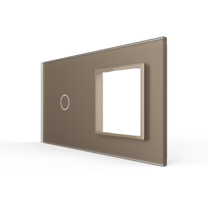 Double plaque de finition en verre - 1 bouton + 1 poste