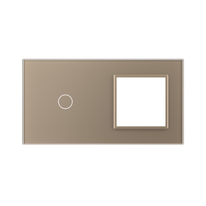 Double plaque de finition en verre - 1 bouton + 1 poste