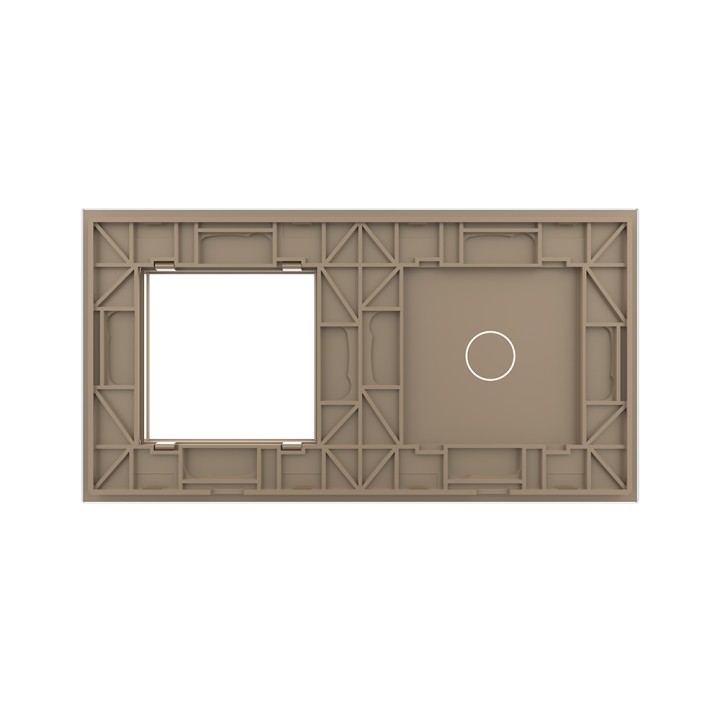 Double plaque de finition en verre - 1 bouton + 1 poste