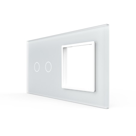 Double plaque de finition en verre - 2 boutons + 1 poste