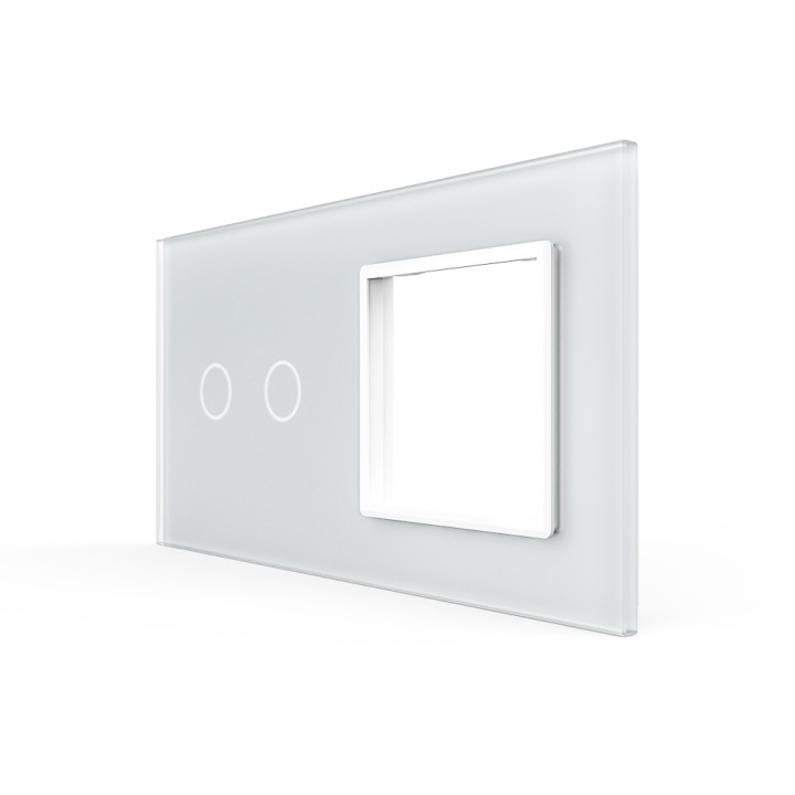 Double plaque de finition en verre - 2 boutons + 1 poste