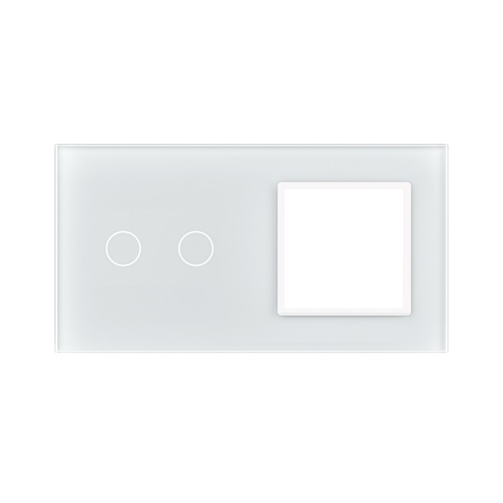Double plaque de finition en verre - 2 boutons + 1 poste