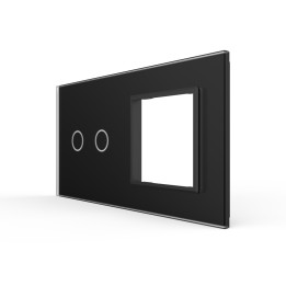 Double plaque de finition en verre - 2 boutons + 1 poste