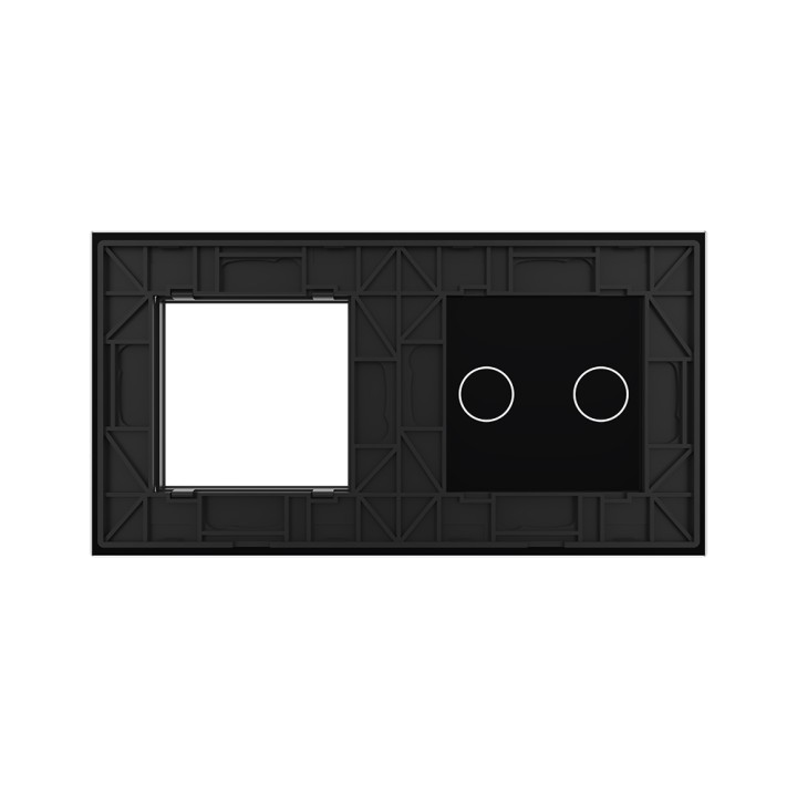 Double glass faceplate - 2 buttons + 1 gang