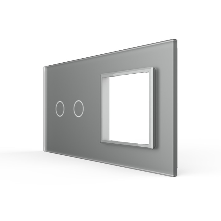 Double glass faceplate - 2 buttons + 1 gang