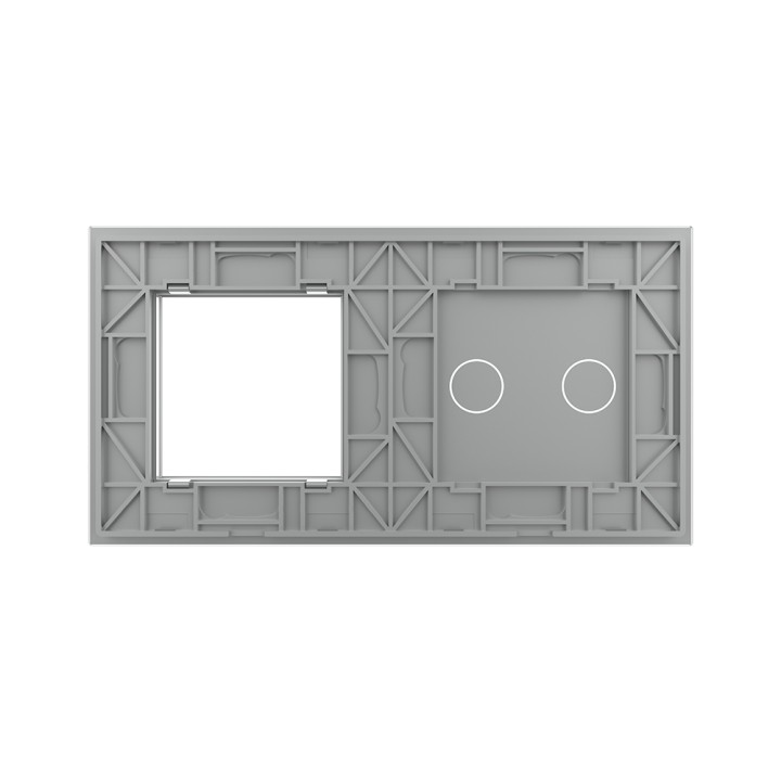 Double plaque de finition en verre - 2 boutons + 1 poste