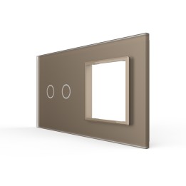 Double plaque de finition en verre - 2 boutons + 1 poste