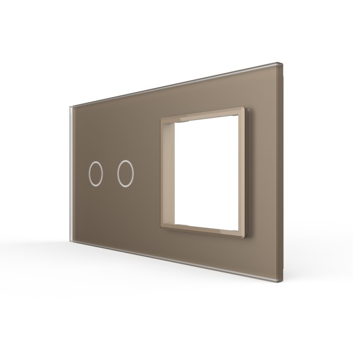Double glass faceplate - 2 buttons + 1 gang