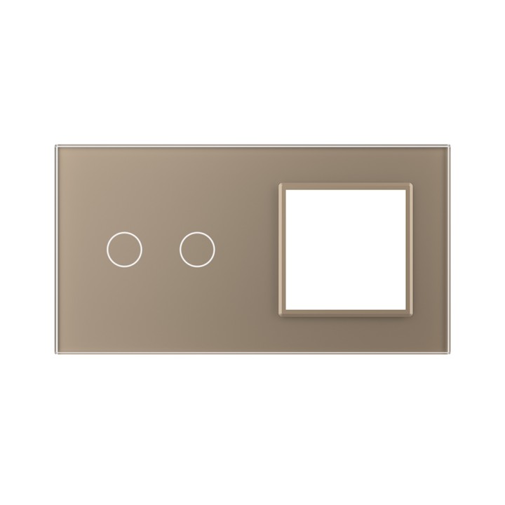 Double plaque de finition en verre - 2 boutons + 1 poste