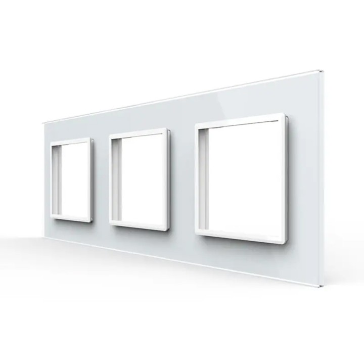 Triple plaque de finition en verre - 3 postes