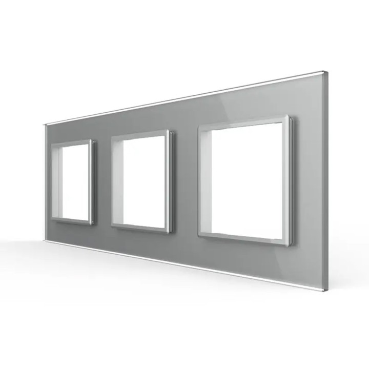 Triple plaque de finition en verre - 3 postes