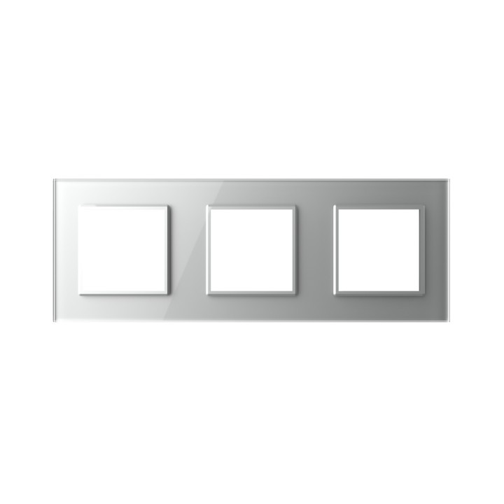 Triple plaque de finition en verre - 3 postes