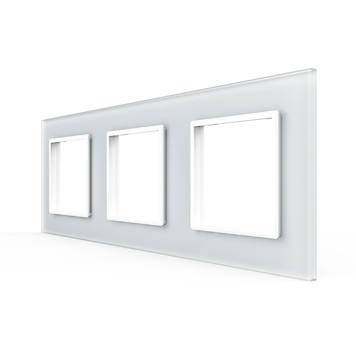 Triple plaque de finition en verre - 3 postes