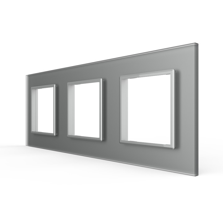 Triple plaque de finition en verre - 3 postes