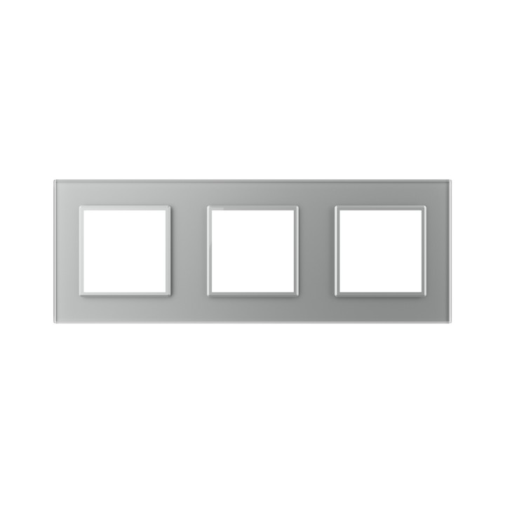 Triple plaque de finition en verre - 3 postes